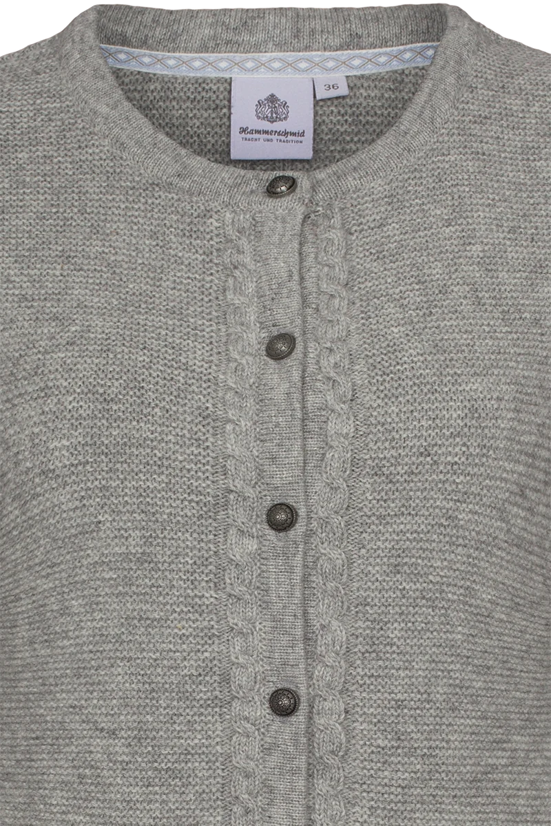 Damen Trachtenstrickjacke mit Wolle - hellgrau