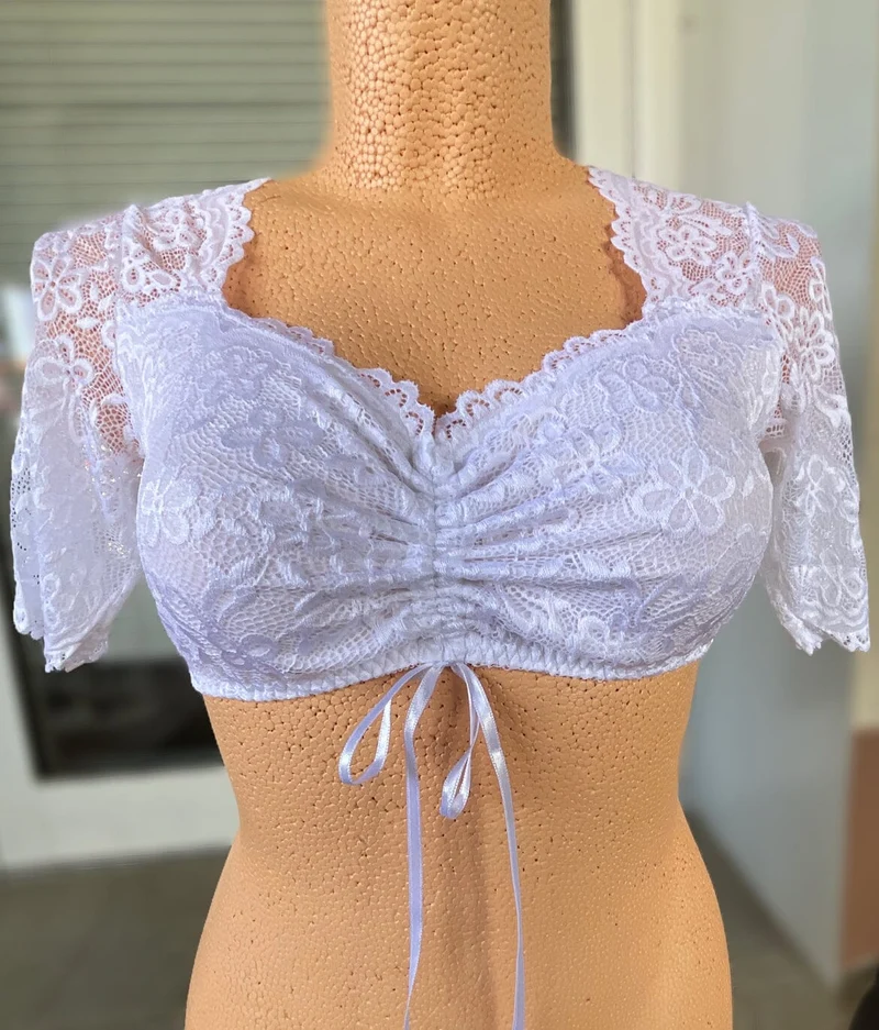 Dirndlbluse Nina von C., Andrea, Spitze, weiß, halbarm, Zugband