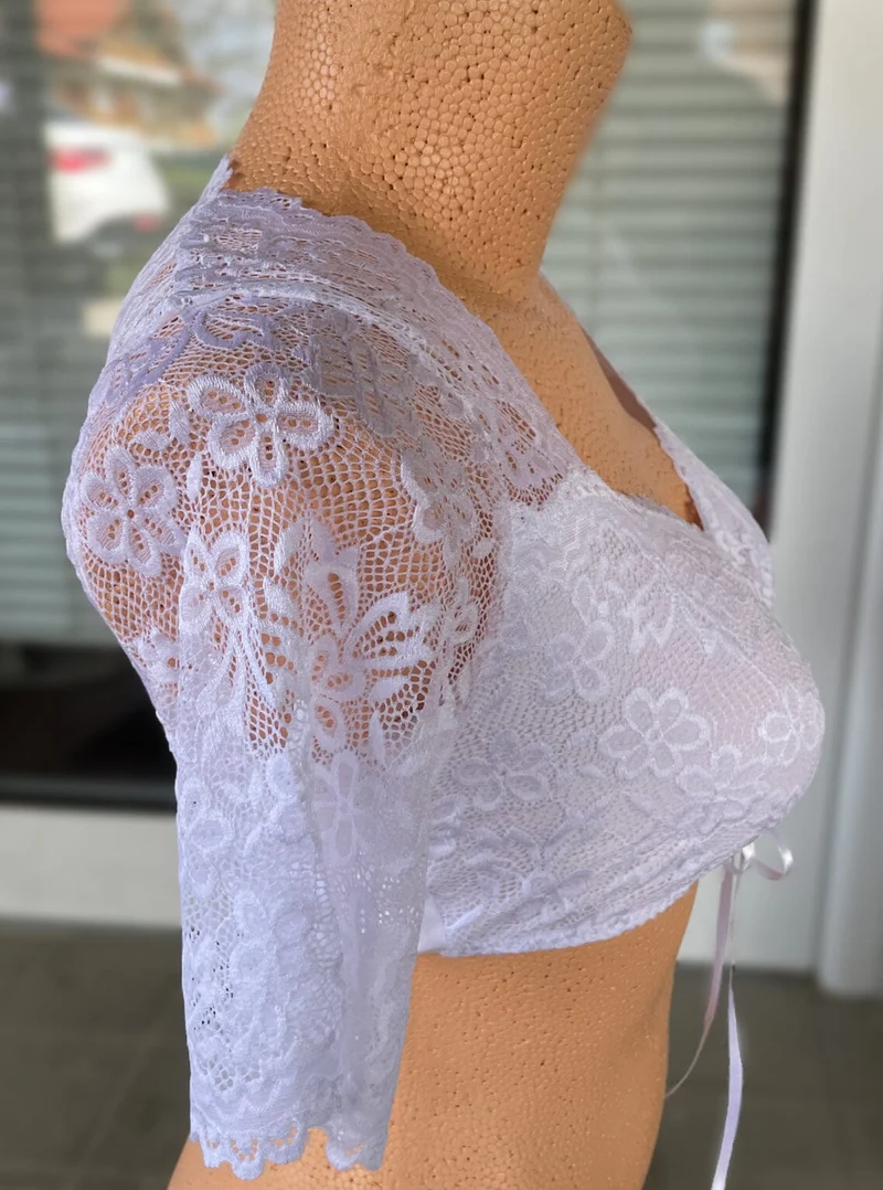 Dirndlbluse Nina von C., Andrea, Spitze, weiß, halbarm, Zugband