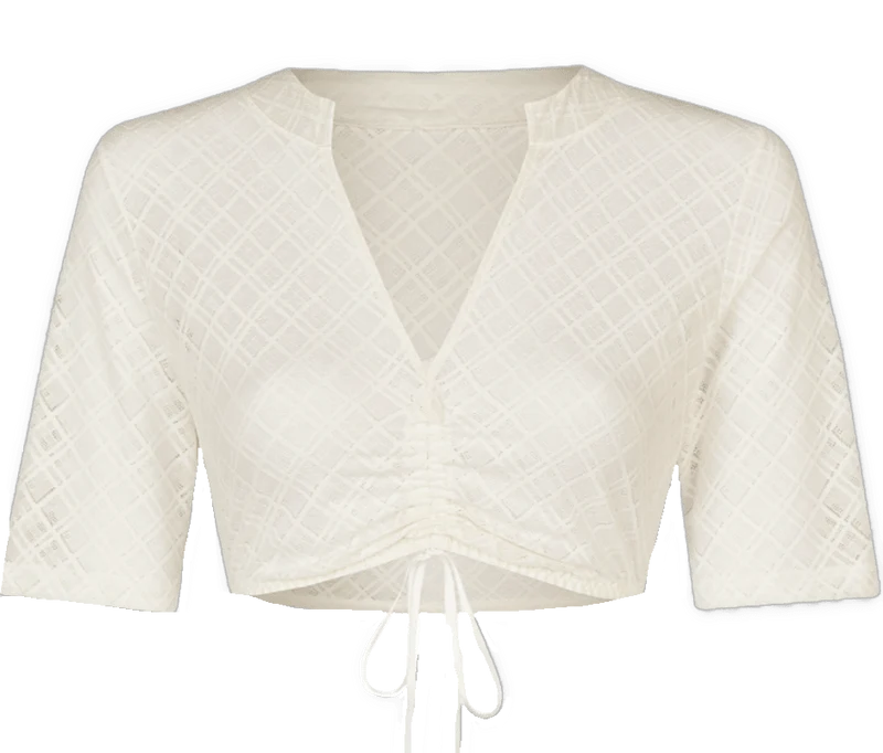 Dirndlbluse Nina von C., Lea champagner, halbarm, V-Ausschnitt