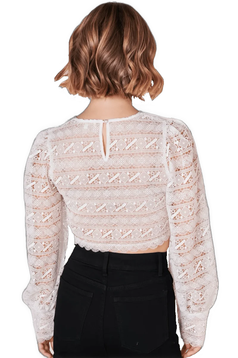 Dirndlbluse Krüger Collection, Melati, Spitze, langarm, ecru