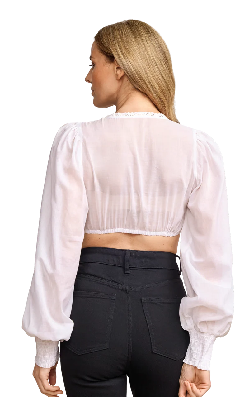 Dirndlbluse Krüger Collection, Carolin, langarm, V-Ausschnitt