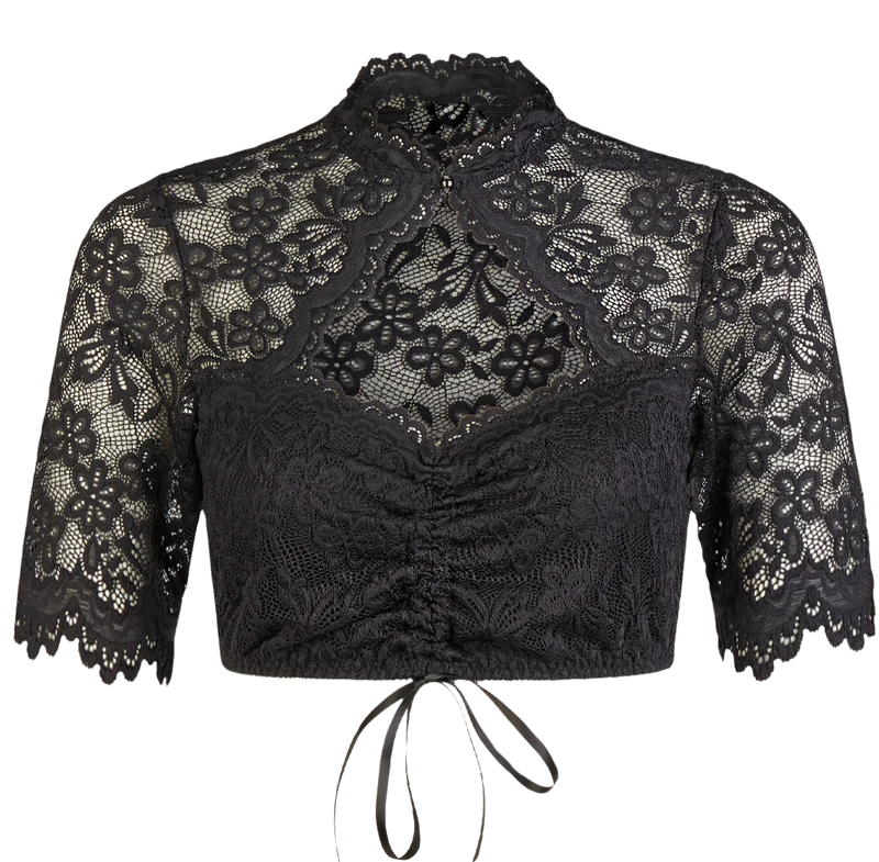 Dirndlbluse Nina von C., Sophie, schwarz, Spitze, halbarm, Gr. 40