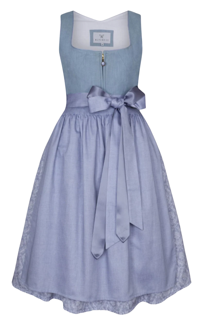 Dirndl Alpenfee, Alena, Leinen, Maxidirndl, hellblau, große Größen