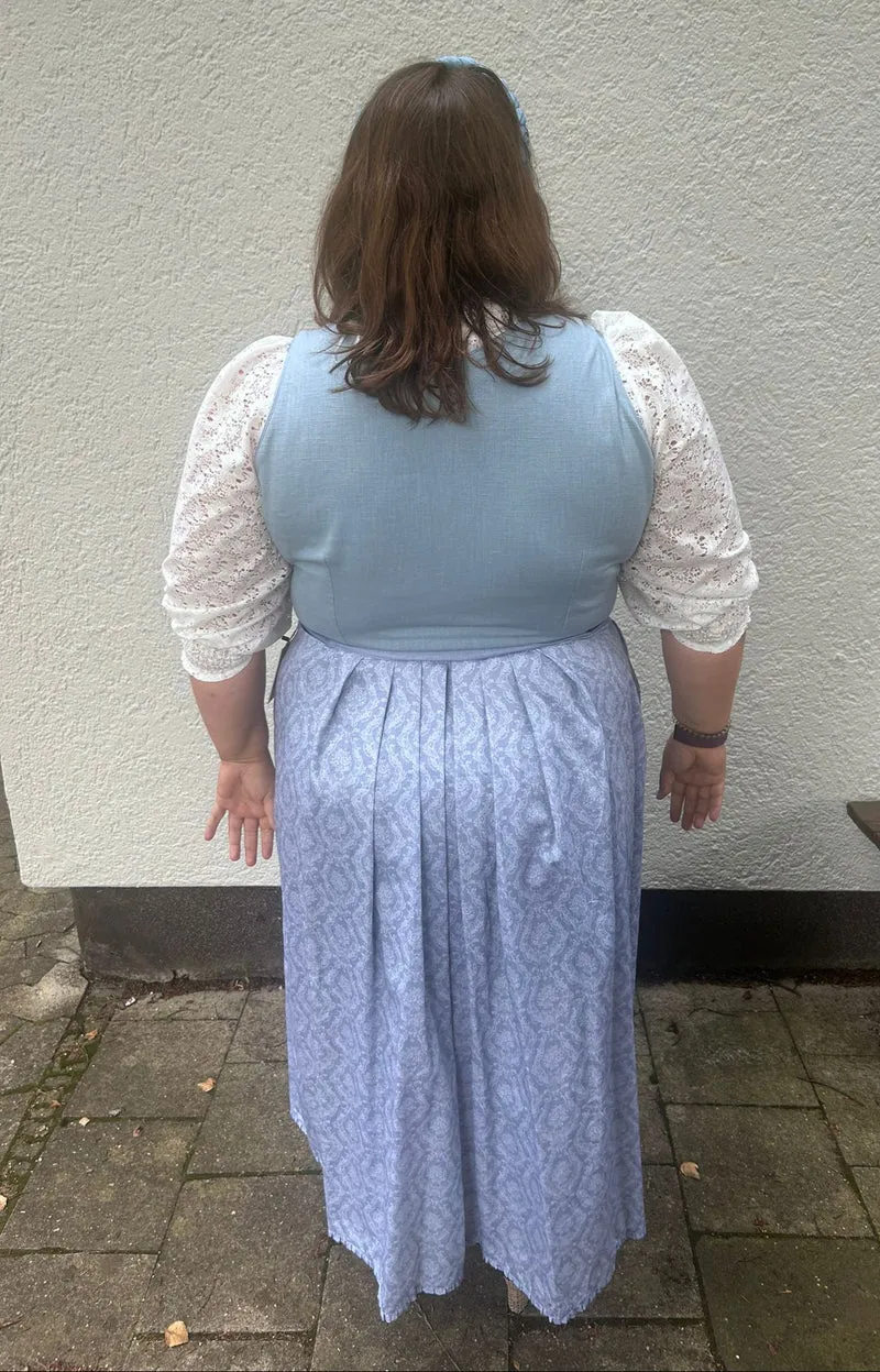 Dirndl Alpenfee, Alena, Leinen, Maxidirndl, hellblau, große Größen