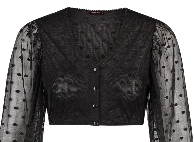 Dirndlbluse Nina von C., Justine, schwarz, Spitze, langarm