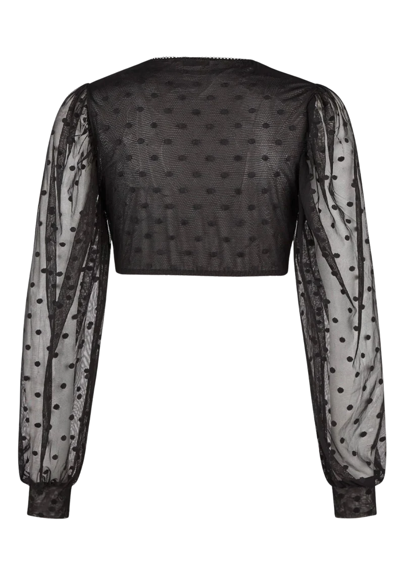 Dirndlbluse Nina von C., Justine, schwarz, Spitze, langarm