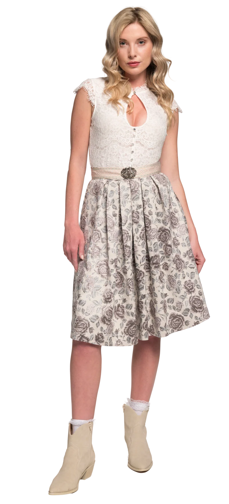 Trachten Rock Midi 60 cm, Gwyneth, Spieth & Wensky, nude, silber