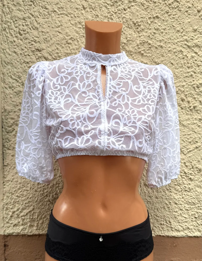 Dirndlbluse Nina von C., Simone, weiß, Spitze, halbarm