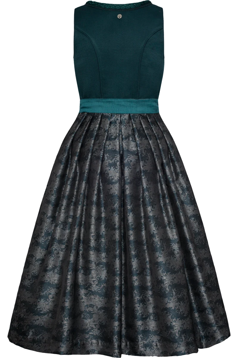 Monochromes Dirndl lang mit Jacquardrock - petrol
