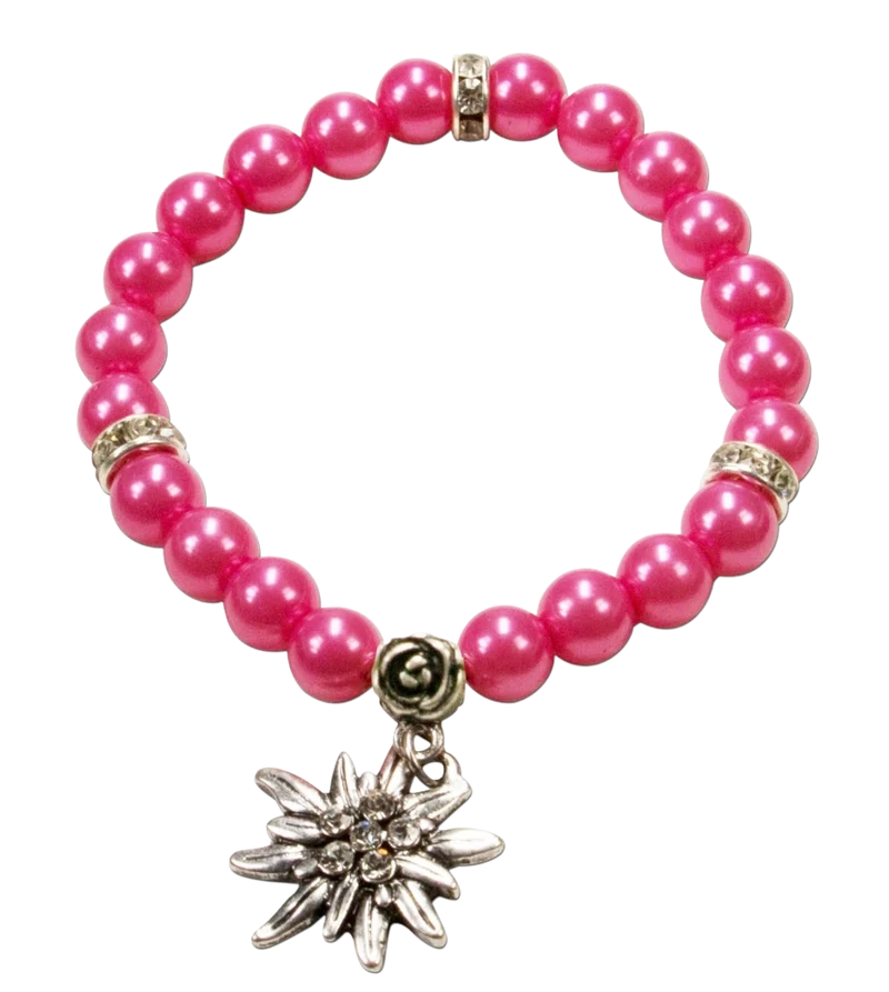 Trachten Armband Fiona, pink, Perlen, Edelweiß