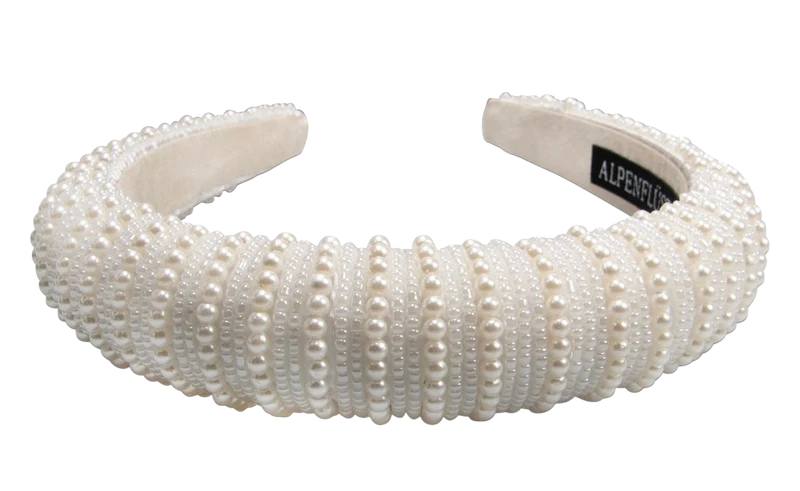 Haarschmuck, Haarreifen Perlen, Braut, Dirndl, schwarz, weiß