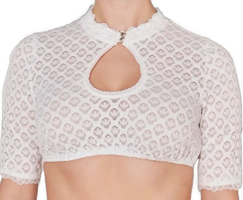 Dirndlbluse Krüger Collection, , hochgeschlossen, halbarm, ecru, Franja