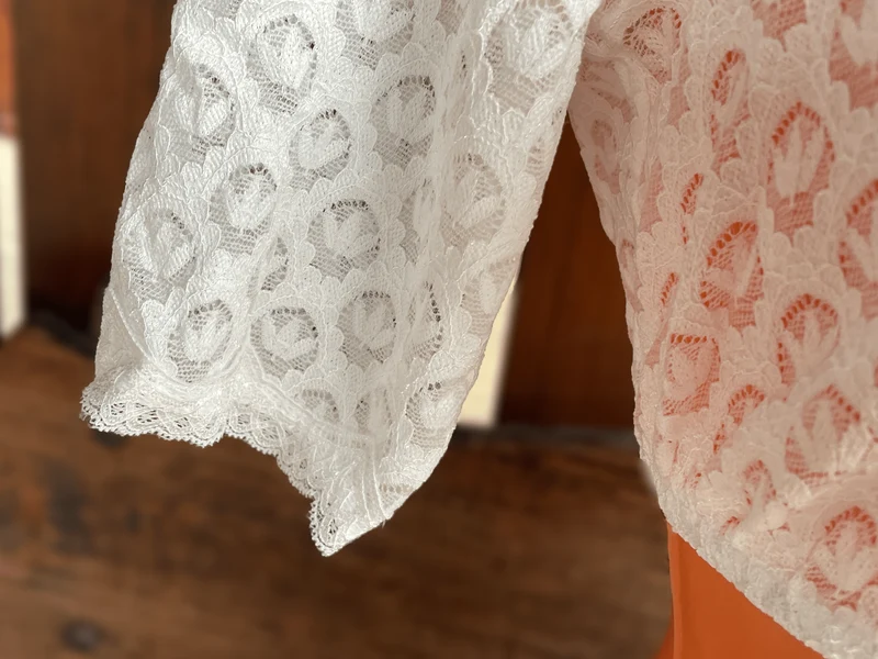 Dirndlbluse Krüger Collection, , hochgeschlossen, halbarm, ecru, Franja