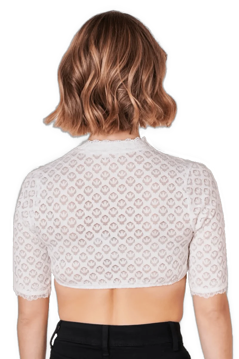 Dirndlbluse Krüger Collection, , hochgeschlossen, halbarm, ecru, Franja