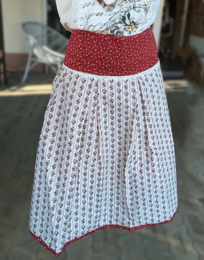 Trachten Rock Midi, Annamaria, rot, weiß, Hangowear 60 cm