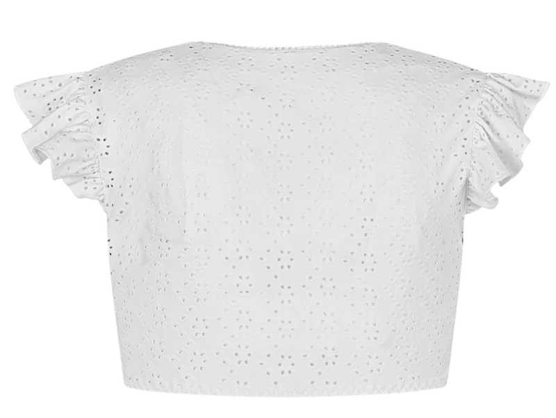 Dirndlbluse Nina von C., Anna, weiß, Flügelärmel, Lochstick