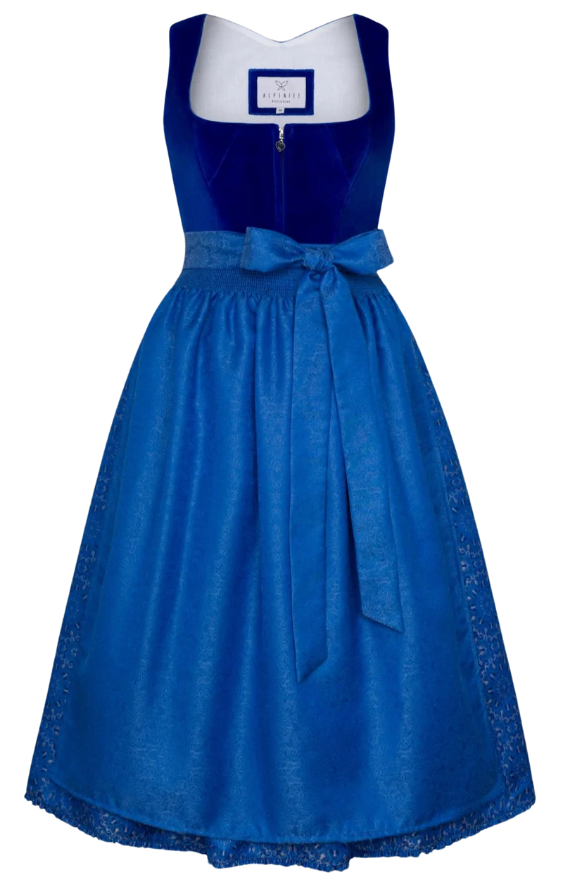 Dirndl Alpenfee, Elisabeth, Samt dunkelblau, royalblau 75 cm