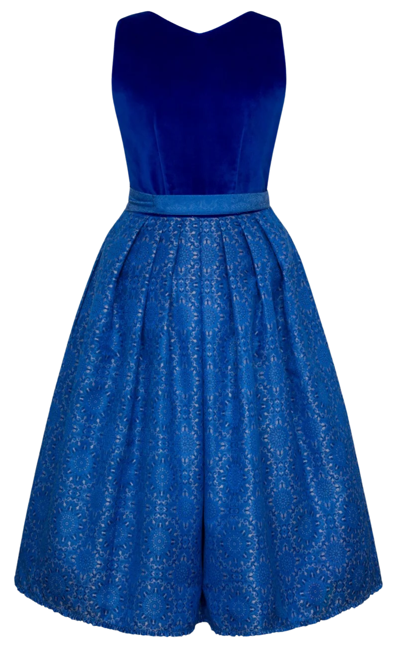 Dirndl Alpenfee, Elisabeth, Samt dunkelblau, royalblau 75 cm