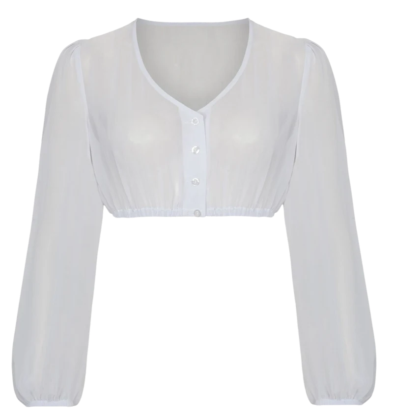 Dirndlbluse Alpenfee, Fenja, langarm, weiß, Chiffon