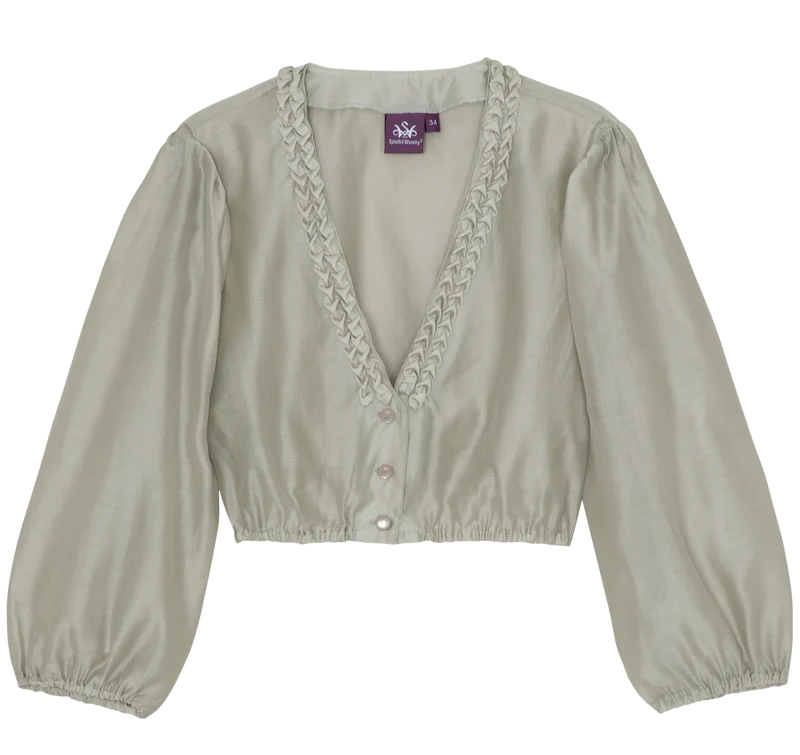 Dirndlbluse, Spieth & Wensky, mint, Fidelia Chiffon V-Ausschnitt