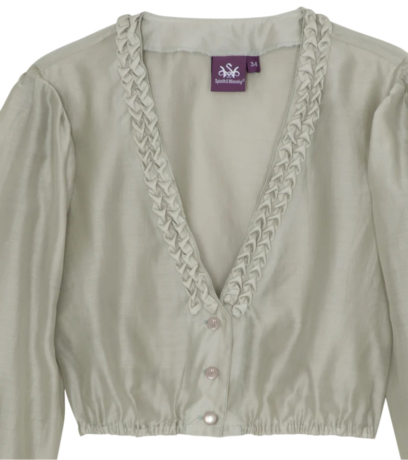 Dirndlbluse, Spieth & Wensky, mint, Fidelia Chiffon V-Ausschnitt