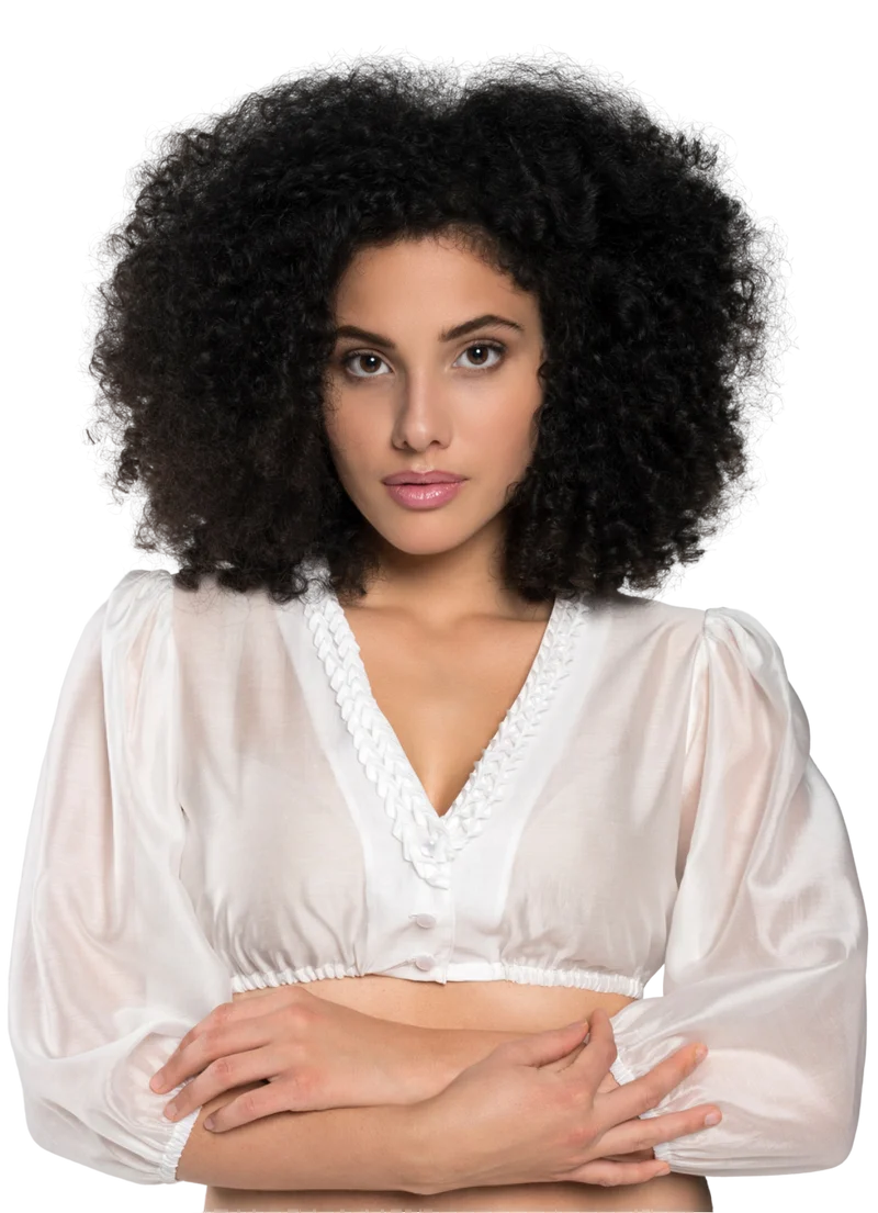 Dirndlbluse, Spieth & Wensky, creme, Fidelia Chiffon V-Ausschnitt
