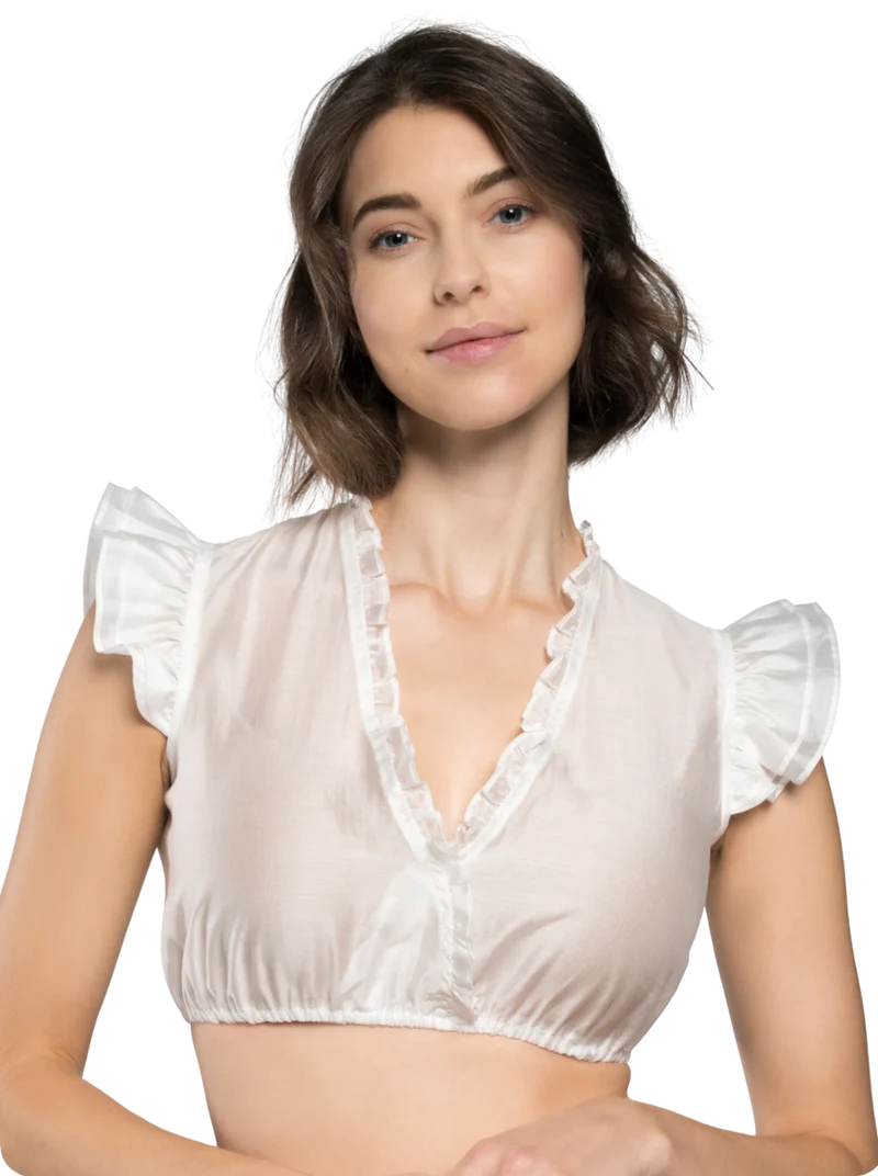 Dirndlbluse, Spieth & Wensky, creme, Fran Chiffon Flügelärmel