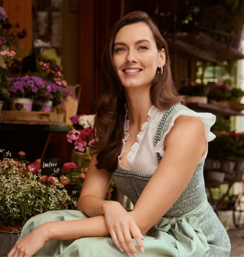 Dirndlbluse, Spieth & Wensky, creme, Fran Chiffon Flügelärmel