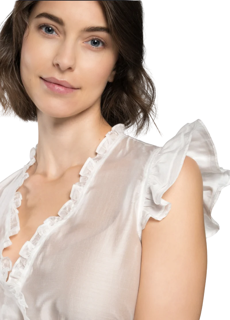 Dirndlbluse, Spieth & Wensky, creme, Fran Chiffon Flügelärmel
