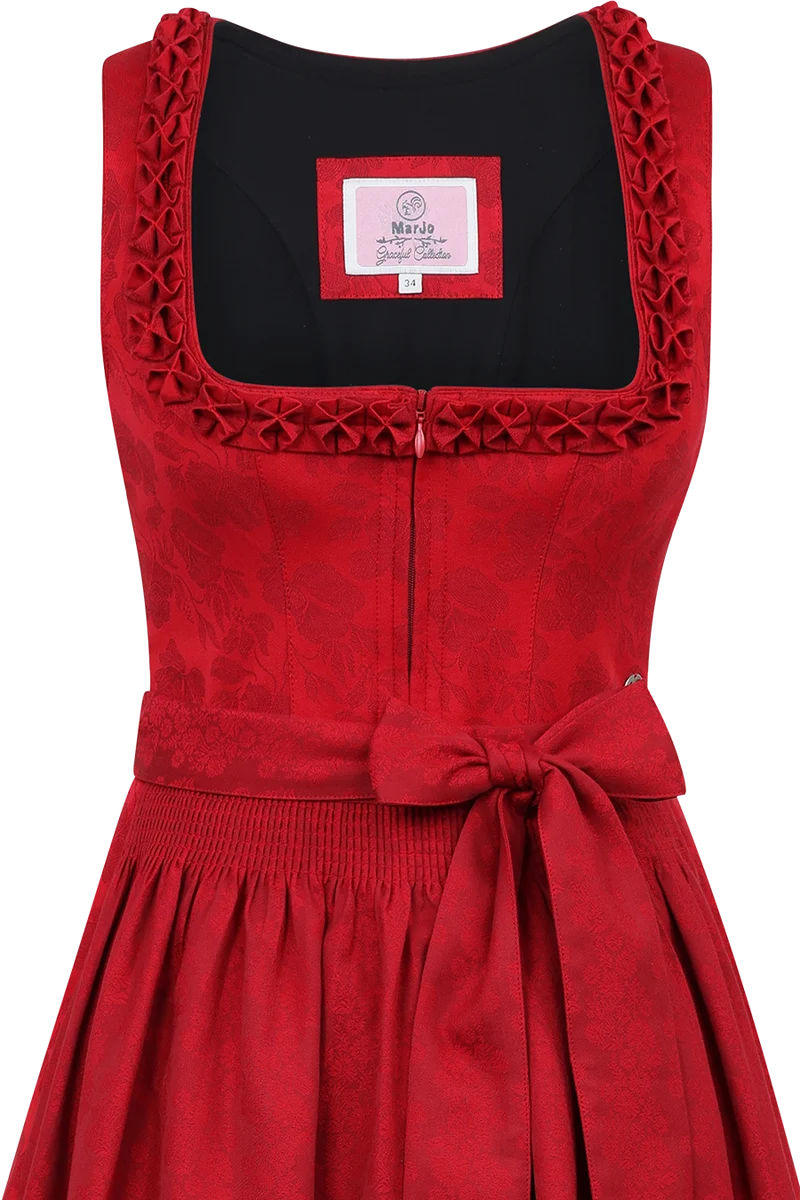 Midi-Dirndl floral mit Rüschen-Details - chili