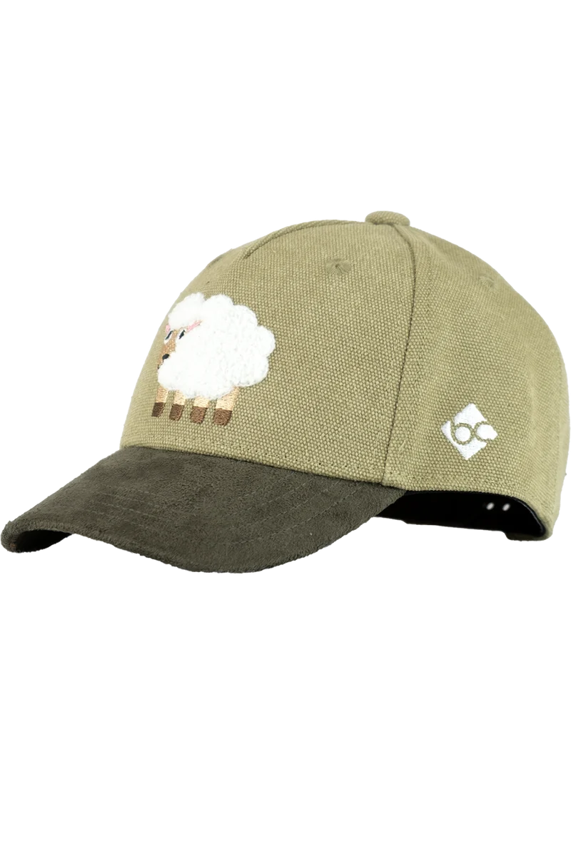 Kinder Cap mit Schafmotiv und gebogenem Schirm - khaki