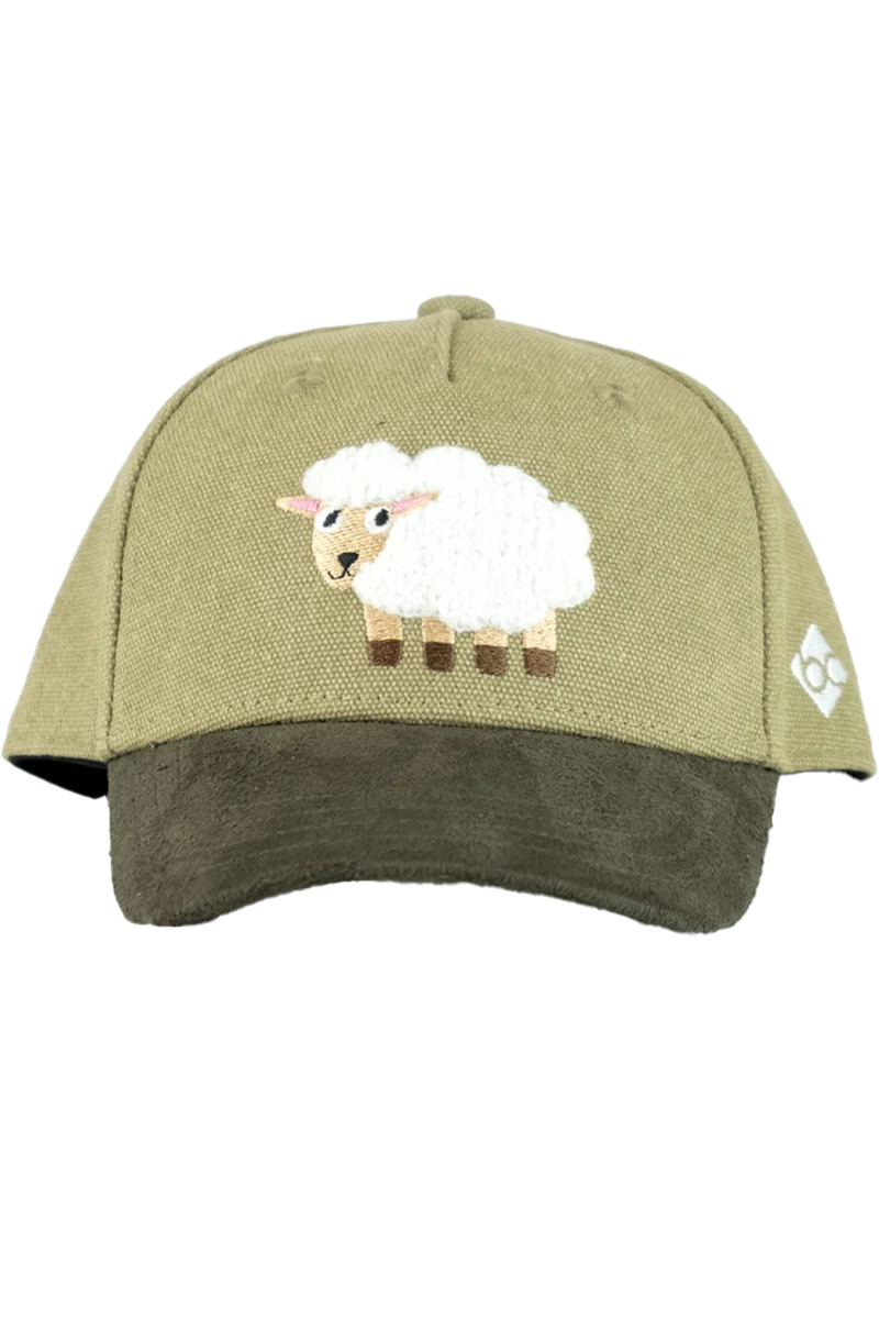 Kinder Cap mit Schafmotiv und gebogenem Schirm - khaki