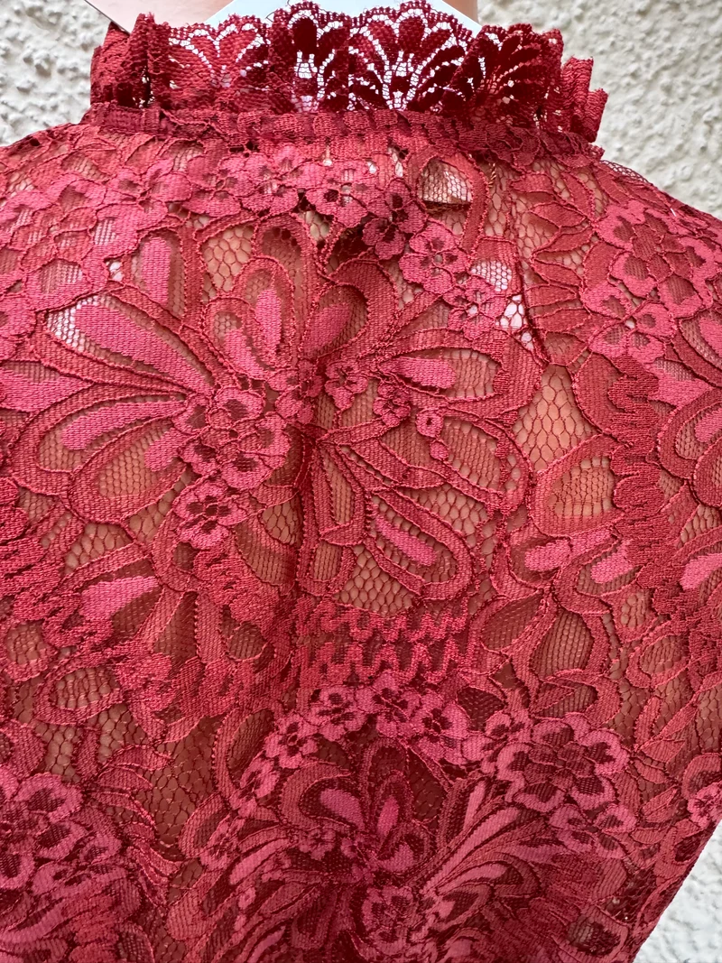 Dirndlbluse Krüger Madl, Jacira, rot, rost, Spitze