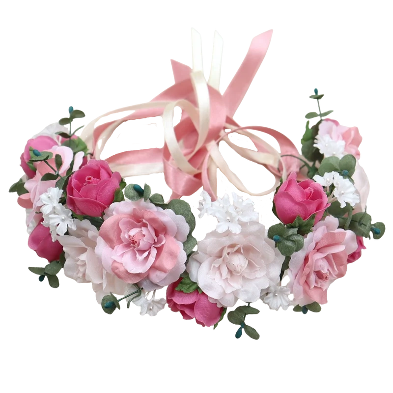 Blüten Haarreifen zum Dirndl, pink, rosa, Haarkranz