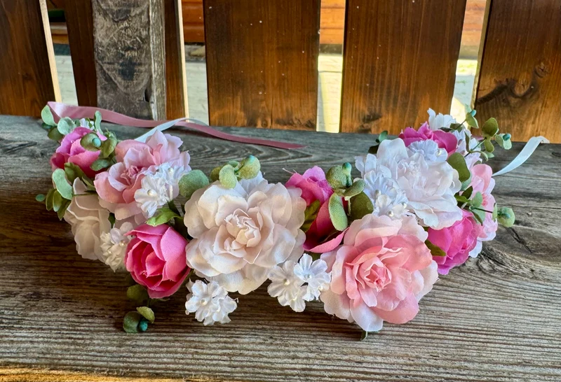 Blüten Haarreifen zum Dirndl, pink, rosa, Haarkranz