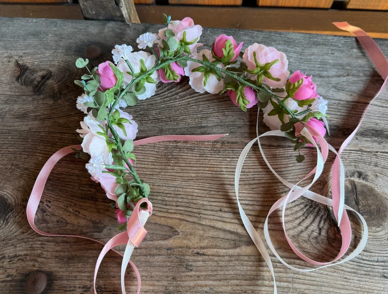 Blüten Haarreifen zum Dirndl, pink, rosa, Haarkranz