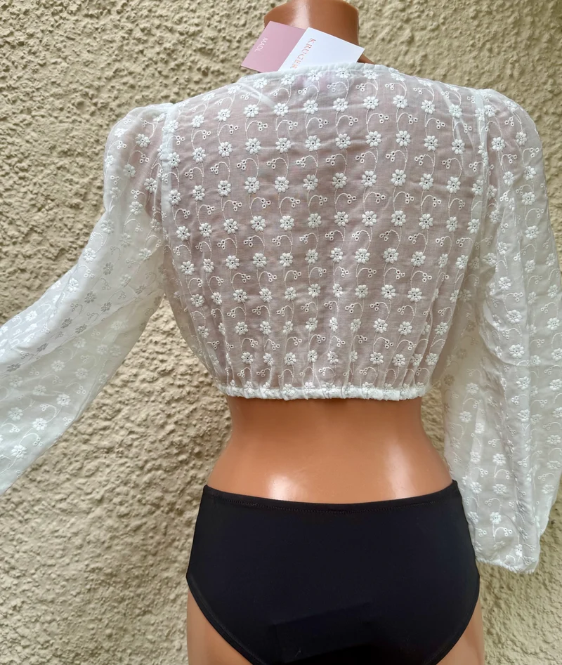 Dirndlbluse Krüger Madl, Signe, V-Ausschnitt, Spitze
