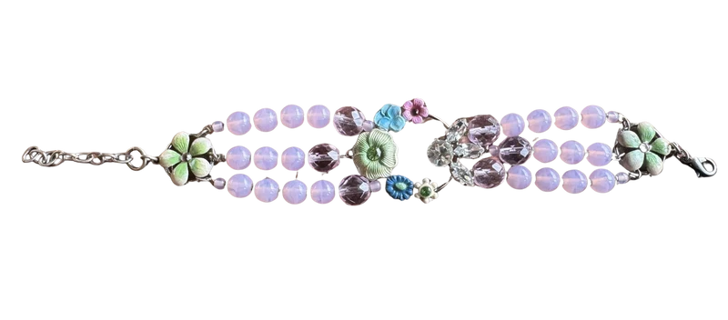 Trachten Armband, rosa, Perlen, pink, Blumen