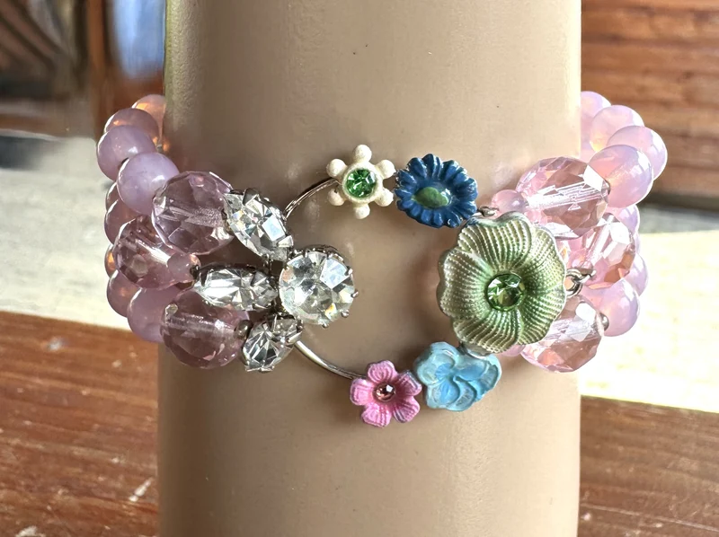 Trachten Armband, rosa, Perlen, pink, Blumen