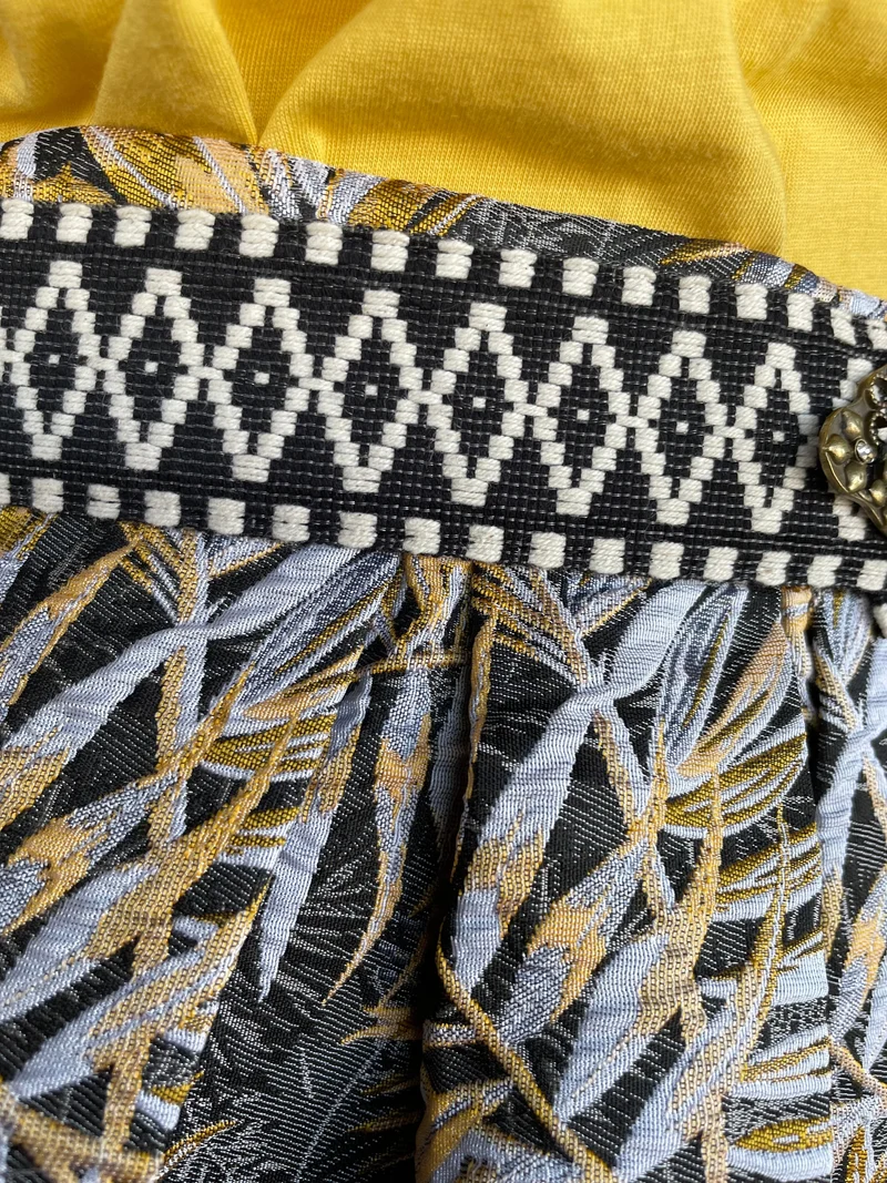 Trachten Rock Midi, Judika, schwarz, silber, gelb Krüger Collections