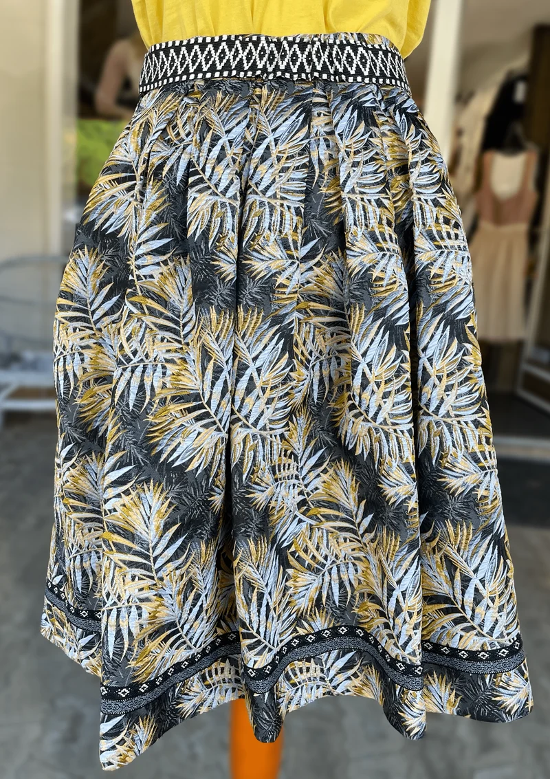 Trachten Rock Midi, Judika, schwarz, silber, gelb Krüger Collections