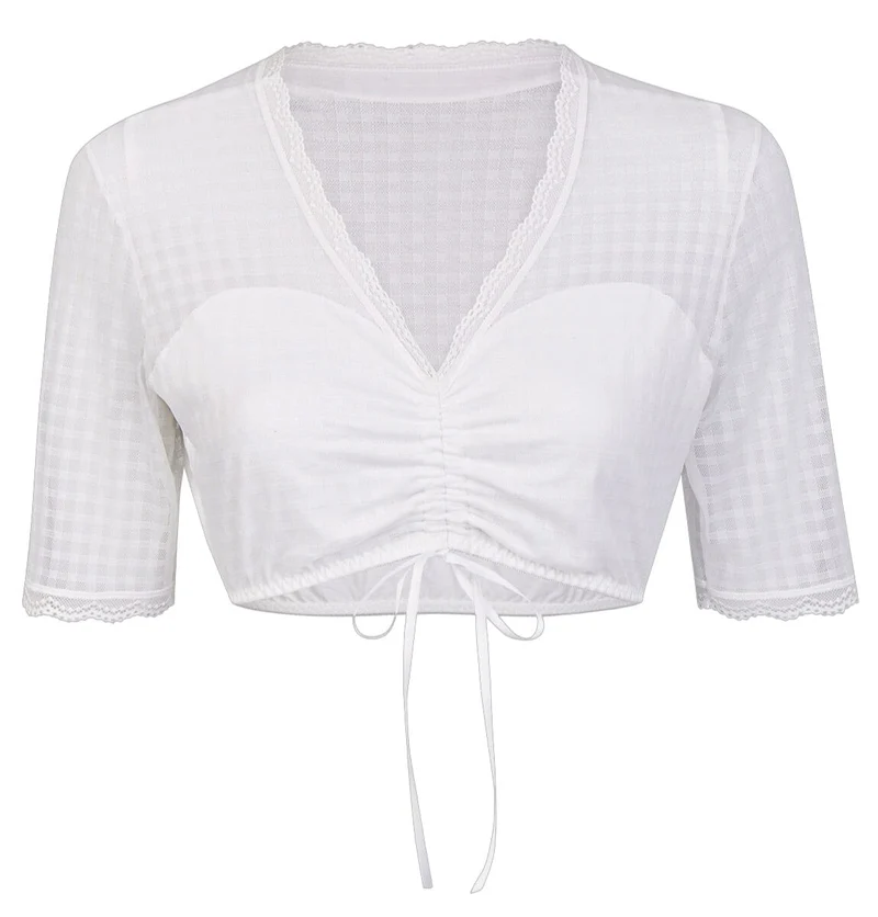Dirndlbluse Nina von C., Melanie, weiß, halbarm, kariert