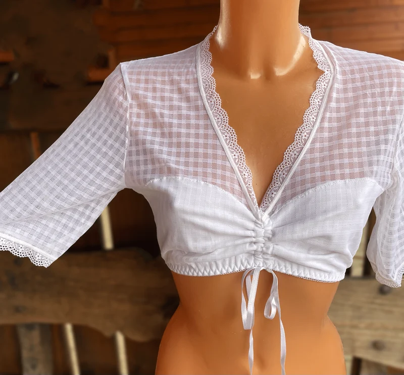 Dirndlbluse Nina von C., Melanie, weiß, halbarm, kariert