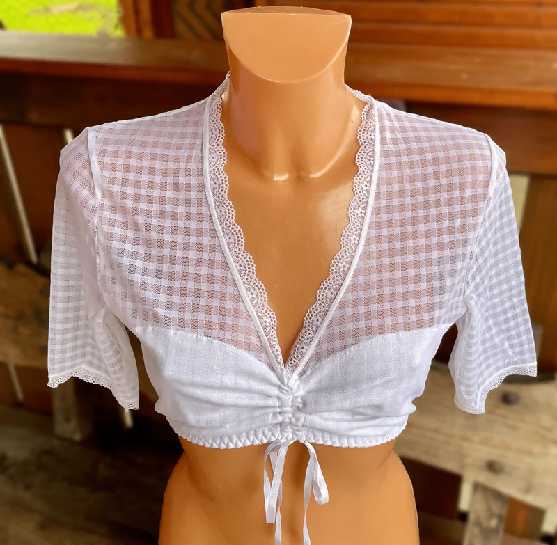 Dirndlbluse Nina von C., Melanie, weiß, halbarm, kariert