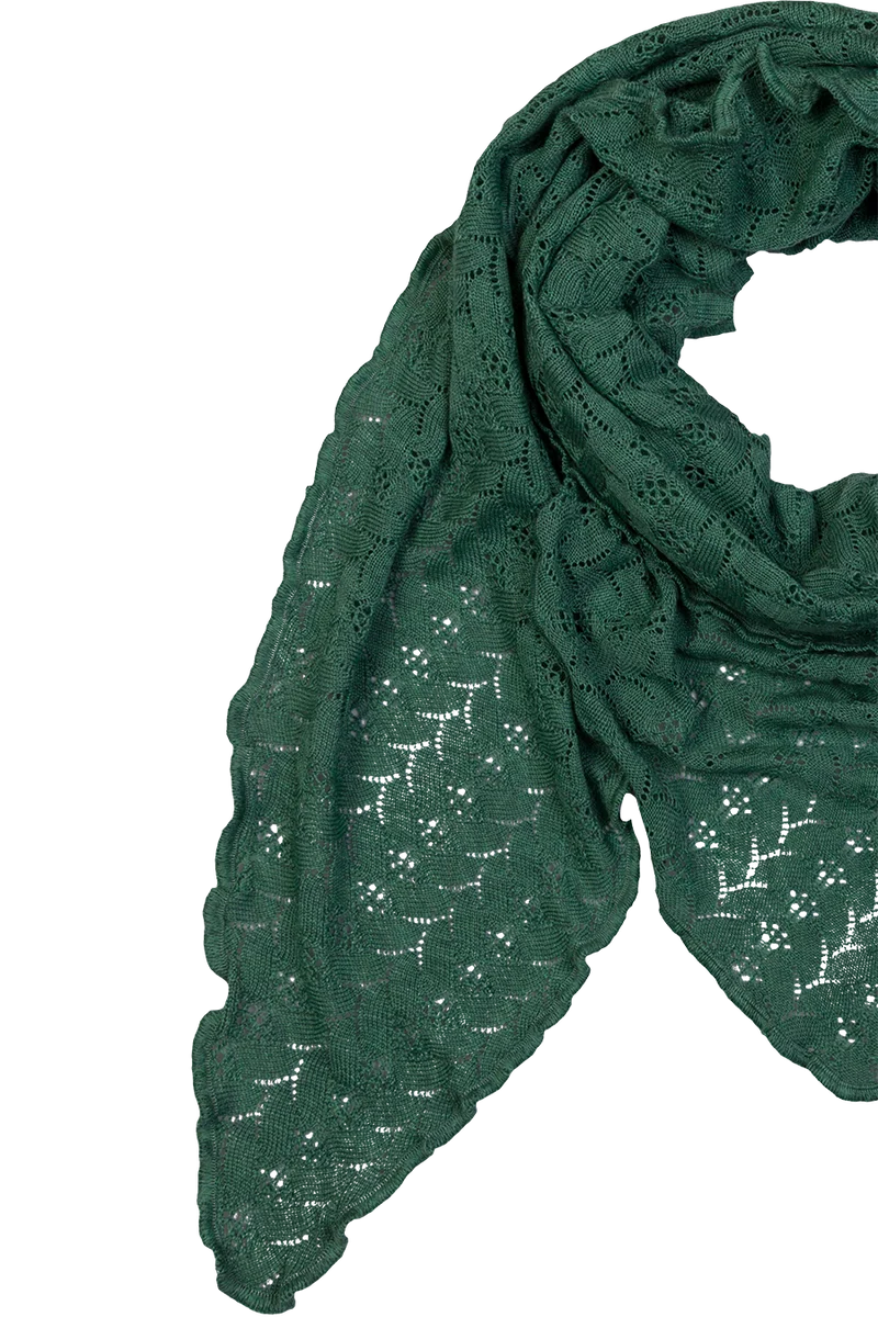 Damen Schultertuch mit feinem Strickmuster - salbei