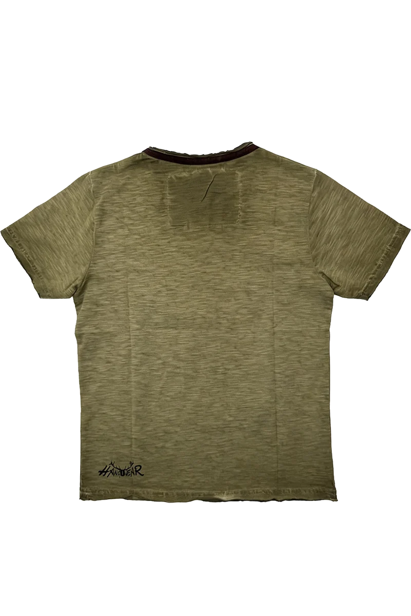 Kinder T-Shirt mit witzigem Frechdachs-Motiv - oliv