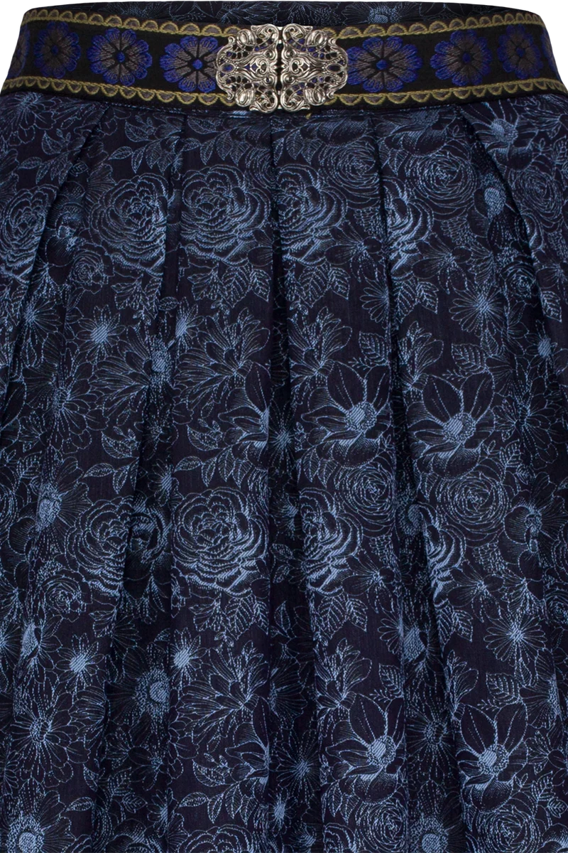 Midi-Trachtenrock mit Jacquardmuster und Gürtel - blau
