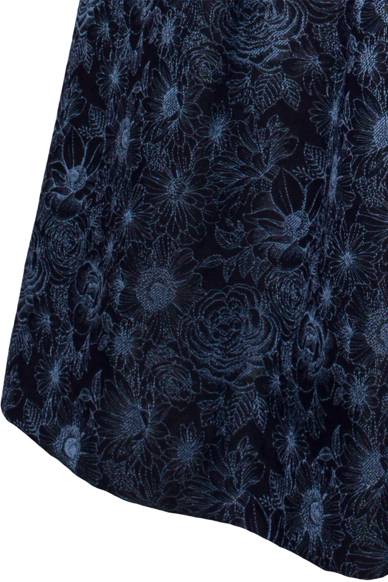Midi-Trachtenrock mit Jacquardmuster und Gürtel - blau