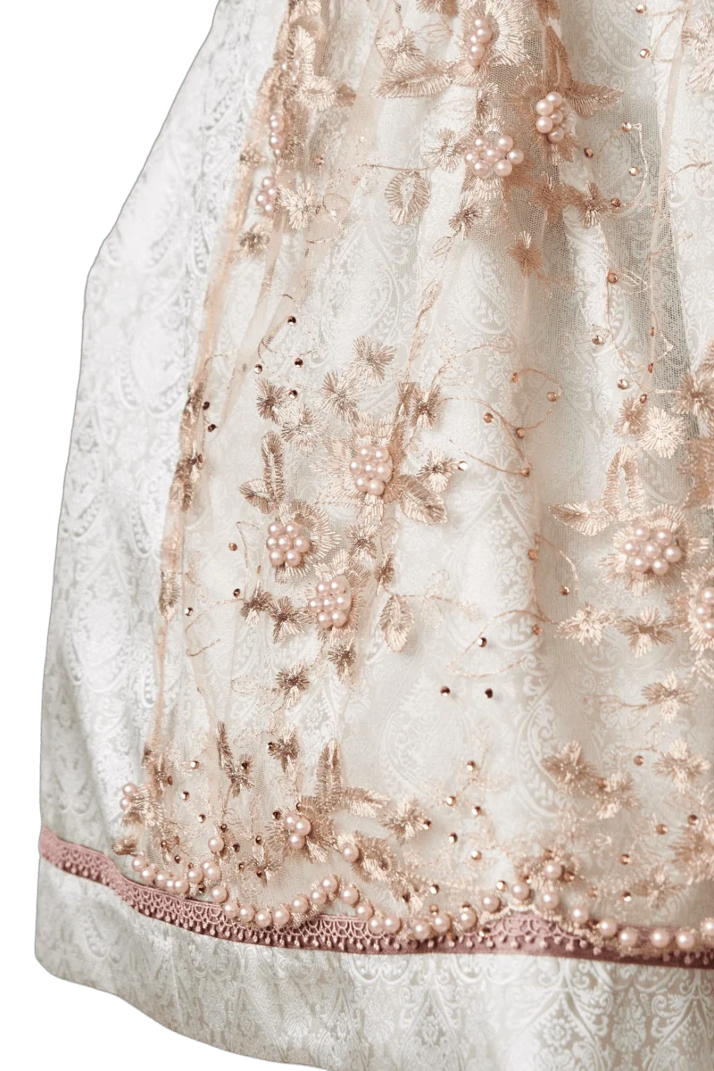 Dirndl Krüger Madl, Midi 60 cm, Sunny, hellgrün, rosa, Perlen